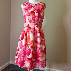 Jessica Pink and Red Floral Midi Dress